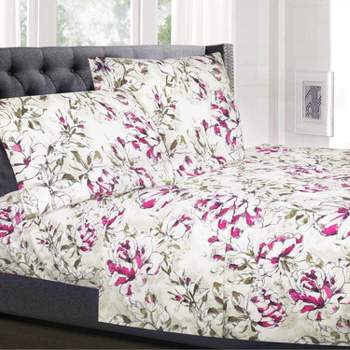 4 Piece Printed Sheet Set, Supreme Soft 1800 Series, Double Brushed Microfiber Sheets by Sweet Home Collection™