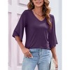Clearlove Women's Blouse Tops Bell Sleeve Top 3/4 Sleeve V Neck Shirt Loose Casual Tops for Women - 4 of 4