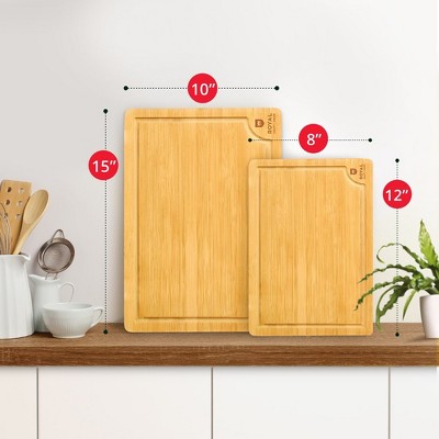 Royal Craft Wood Bamboo Cutting Board Set with Juice Grooves
