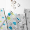 Bacati - Elephants Aqua/Lime/Gray Muslin Swaddling Blankets set of 4 - 2 of 4