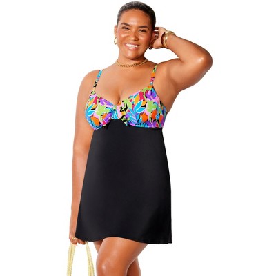 Swimsuits for All Women's Tie Front Underwire Swimdress (Plus Sizes Available)