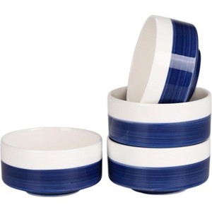 Home Collection Set of 4 10oz White & Blue Ceramic Bowls : Target