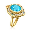 Ross-Simons 6.00 Carat Swiss Blue Topaz and .80 ct. t.w. Multi-Gemstone Ring in 18kt Gold Over Sterling - 3 of 4