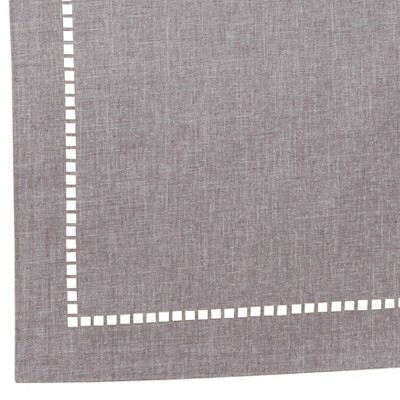 Grey Polyester Laser-Cut Hemstitch Dining Table Runner, 14" x 90"