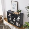 Cube Bookshelf 3 Tier Mid-Century Rustic Brown Modern Bookcase, Retro Wood Bookshelves Storage Organizer Shelf, Living Room, Office - 2 of 4