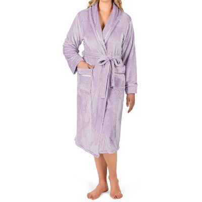 PAVILIA Fleece Robe For Women, Plush Warm Bathrobe, Fluffy Soft Spa Long Lightweight Fuzzy Cozy, Satin Trim