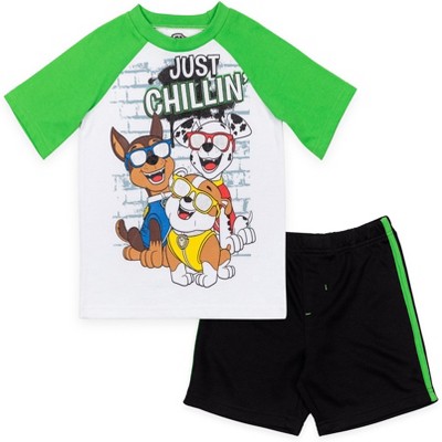 PAW Patrol Rubble Marshall Chase Rocky Zuma Pullover T-Shirt and Mesh Shorts Outfit Set Toddler 