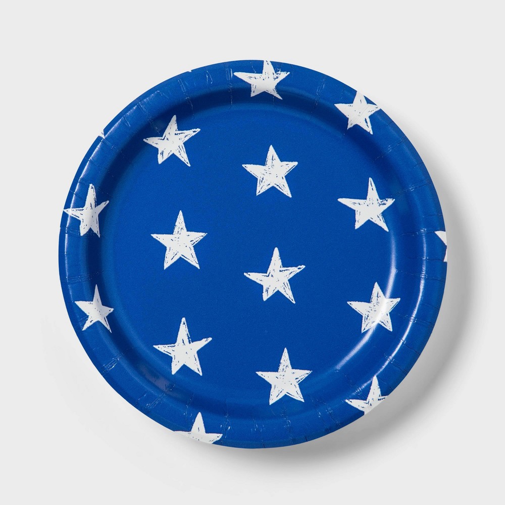 Photos - Other tableware 20ct 6.75" Paper Snack Plates Stars Blue/White - Sun Squad™
