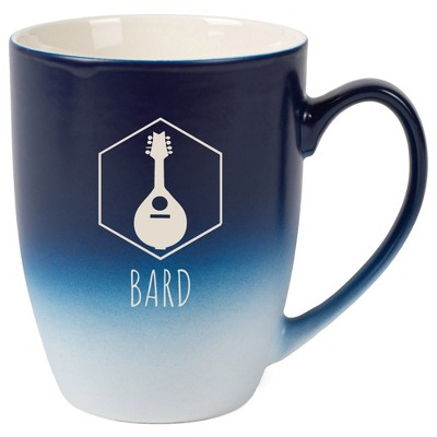 Elanze Designs Barbarian Bard 12 Ounce Ceramic Laser-Etched Engraved Drinkware Mug, Blue and White Ombre