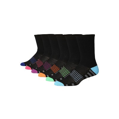 JAMES FIALLO Men's 6 Pairs Black/Rainbow Toe Colors Comfortable Performance Warm Socks For Men, Ideal for Running, Hiking, and Athletic Activities