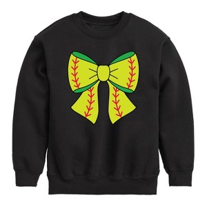 Boys' - Instant Message - Softball Bow -Youth Crew Fleece Sweatshirt Graphic Long Sleeve Fleece Sweatshirt - 1 of 4