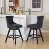 CAVINAS Set of 2 Swivel Bar Stools,Velvet Counter Stools with Button Tufted Back & Wooden Legs,Bar Chairs for Home Pub & Kitchen Island - 2 of 4