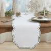 Saro Lifestyle Embroidered Polka Dot Table Runner w/ Scallop Edge - 3 of 3