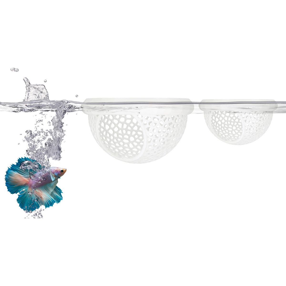 Unique Bargains 3D Printed Aquarium Floating Betta Hide for Small Shrimp White S/L 1 Set
