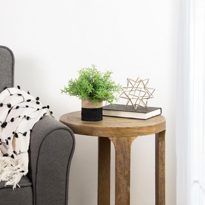 Leafy Green Faux Potted Plant in Burlap Fabric Bag - 9"