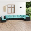 vidaXL Patio Lounge Set - 8 Piece Modular Design with Cushions - Durable Poly Rattan and Powder-Coated Steel Construction - Black and Water Blue - 2 of 4
