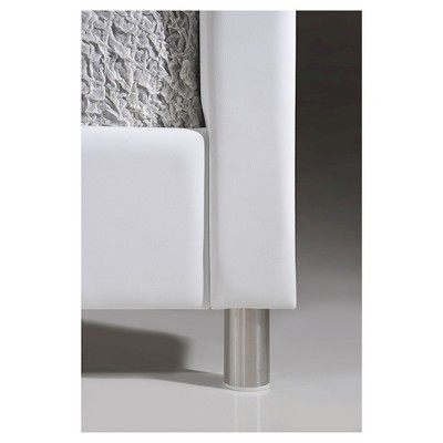Carlotta Full-Size White Faux Leather Bed with Tufted Headboard