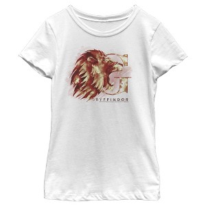 Girl's Harry Potter Gryffindor Lion Watercolor T-Shirt - 1 of 4