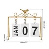 Unique Bargains Desktop Decoration Turn Page Flip Vintage Wood Perpetual Calendar Golden - 2 of 4