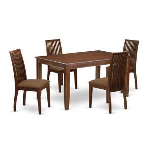 5-Piece Mahogany Finish Solid Wood Top - Rectangular Dining Room Set - Seats 4 - 1 of 4