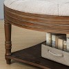 KWPZQEB 2 Tier Coffee Table, Round Upholstered Tufted Ottoman Coffee Table, Large Footrest Ottoman with Wooden Shelf, Table for Living Room - 4 of 4