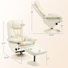 CIPACHO PU Leather Recliner Chair with Ottoman, Swivel Recliner and Ottoman with Round Wrapped Base for Living Room, Cream White - 2 of 4