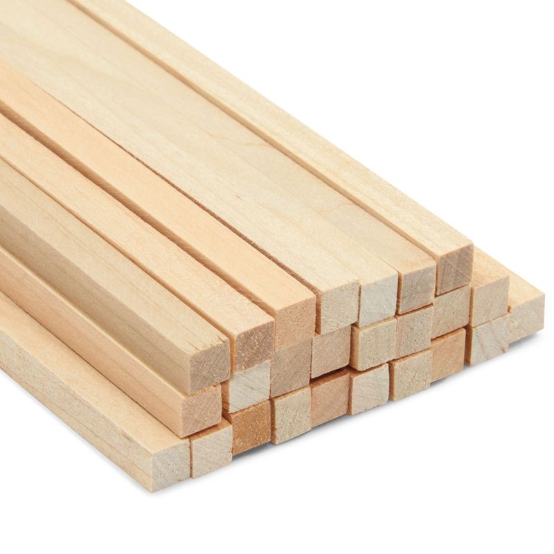 Bright Creations 25 Pack Wooden Dowels for Crafting, Long Square Unfinished Wood Sticks for Crafts, 1/4 x 12 Inch, 1 of 7