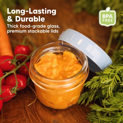 Nord Multicolor 4oz Glass Baby Food Storage Jars Set