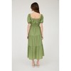 August Sky Women's V-Neck Mock Waist Ties Tiered Midi Dress - 2 of 4
