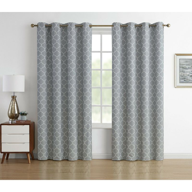 Kate Aurora Chic Living 100% Max Blackout Trellis Thermal Curtains, 1 of 4