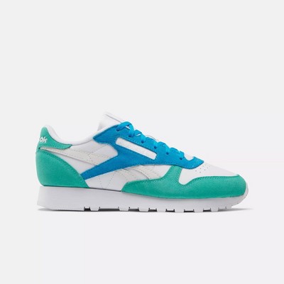 Reebok Classic Leather Shoes 7.5 White / Unleashed Green / Grey 1