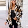 Women's Brown Plaid Collared Long Sleeve Wrap Jacket - Cupshe - 2 of 4