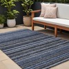 Denim Blue And Gray Striped Washable Indoor Outdoor Area Rug - 2 of 4