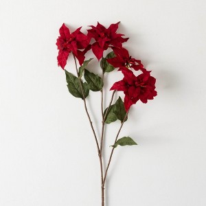 29"H Sullivans Artificial Red Poinsettia Spray, Indoor Christmas Decor - 1 of 3