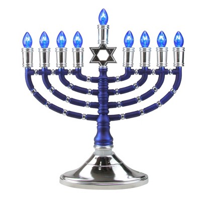  Rite Lite 14" Traditional Style Electric Hanukkah Menorah - Blue/Silver 