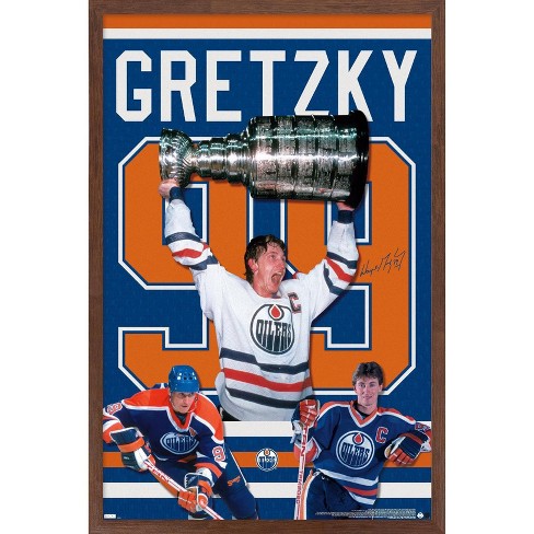 Trends International Wayne Gretzky - Jersey Framed Wall Poster Prints  Mahogany Framed Version 22.375 X 34 : Target