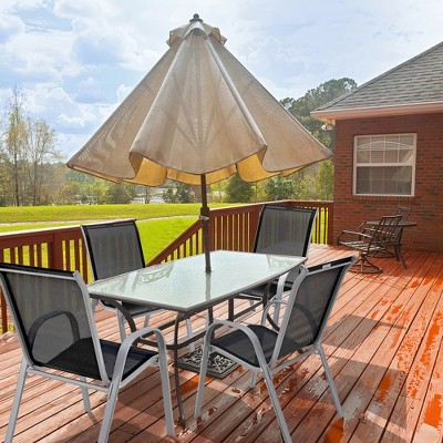 Black Stackable Outdoor Dining Chairs with Armrests, Set of 4