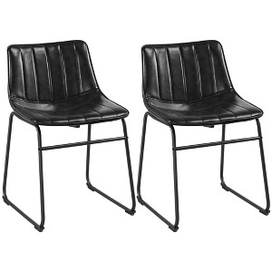 Yaheetech Pack of 2 Industrial Armless Upholstered Faux Leather Dining Chairs Stools - 1 of 4