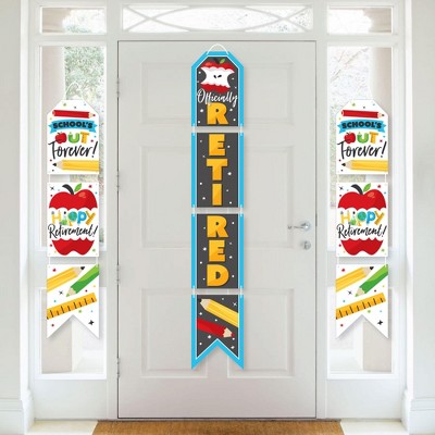 Big Dot of Happiness Teacher Retirement - Hanging Vertical Paper Door Banners - Happy Retirement Party Wall Decoration Kit - Indoor Door Decor