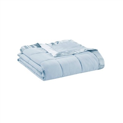 Twin Blue Satin Trim Down Alternative Blanket