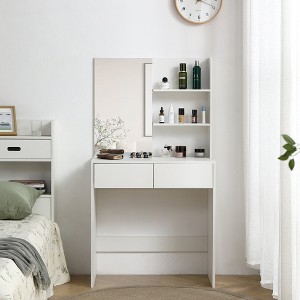 Vanity desk with mirror, dressing table with 2 drawers, white color - 1 of 4