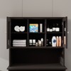 Homy Casa Storage Hutch Cabinet with Upper Shelves and Double Door Base for Entryway or Hallway Organization, Black - 3 of 4