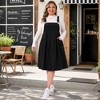 Women's Plus Size Corduroy Adjustable Strap Pleated Midi Casual Overall Pinafore Dress with Pockets - Agnes Orinda - 3 of 4