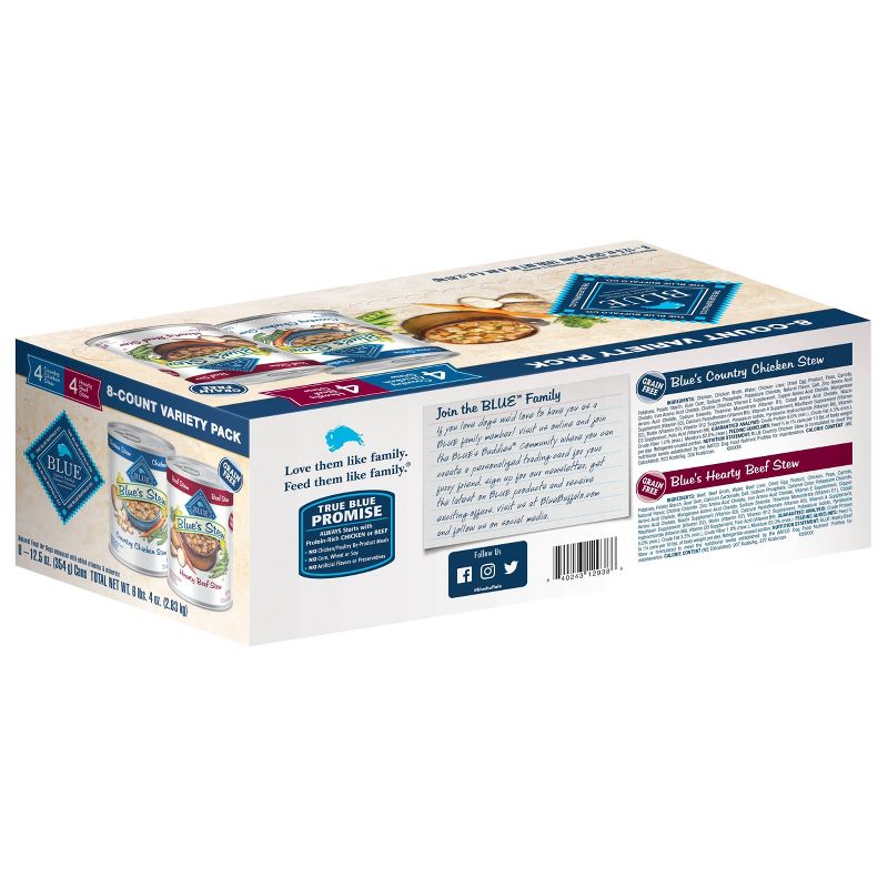 Blue Buffalo Blue&#39;s Stew Natural Adult Wet Dog Food Variety Pack, Chicken Stew &#38; Beef Stew Flavor - 12.5oz/8ct Variety Pack, 3 of 6