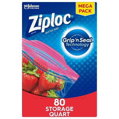 Ziploc Storage Quart Bags with Grip 'n Seal Technology - 80ct