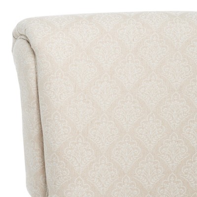 Hazina Beige Flower Pattern Club Chair with Wood Legs