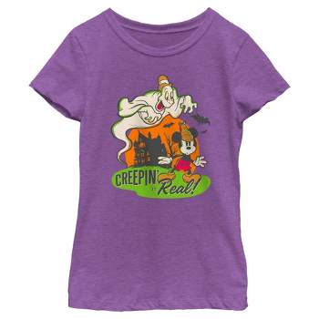 Girl's Mickey & Friends Halloween Retro Mickey Mouse Creepin' it Real T-Shirt