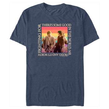 Men's Lord of the Rings Fellowship of the Ring Frodo and Samwise There's Some Good Rainbow T-Shirt
