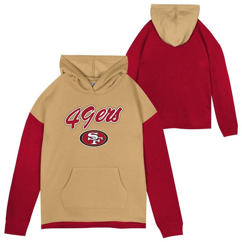 NFL San Francisco 49ers Girls&#39; Fleece Hooded Sweatshirt, 1 of 4