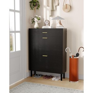 Shoe Storage Cabinet with Dual Flip Drawers, Space-Saving Shoe Organizer for Entryway, Hallway, or Mudroom, Hidden Shoe Rack Cupboard - 1 of 4